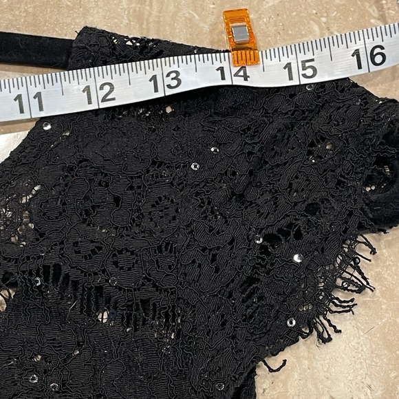 Womens Dress Mini Small Black Lace Lined‎ Tiered Fairy Goth Club Pinup Couture S - Picture 7 of 14